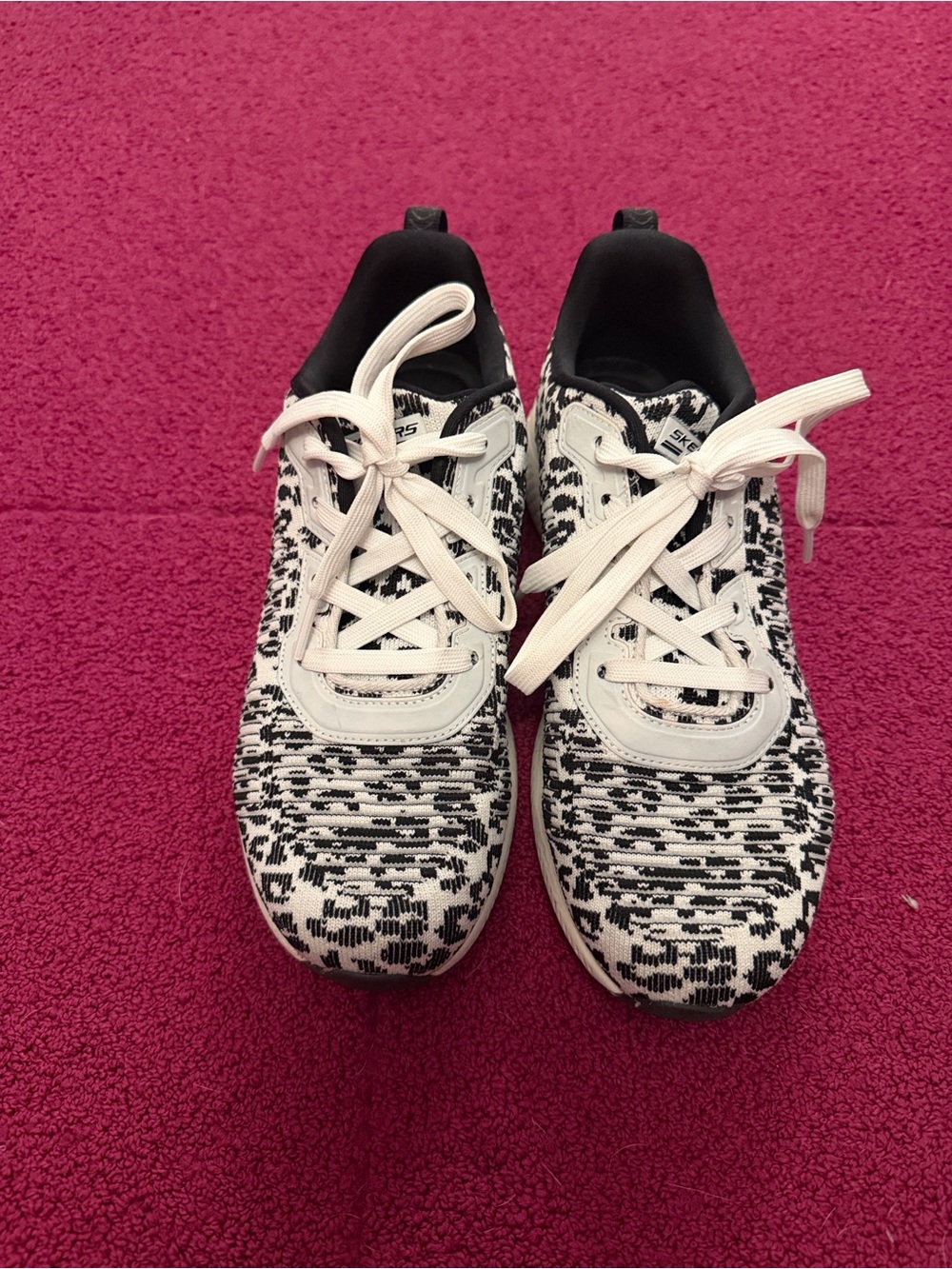Kids Black & White Patterned Knit Sneakers - Lightweight Comfort